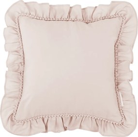Boho vankúš s volánom a bublinkami púdrovo ružová 40x40cm