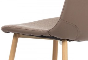Jedálenská stolička PRAGMA — kov, látka, ekokoža, dub / cappuccino