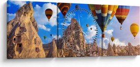 Obraz - Teplovzdušné balóny, Cappadocia, Turkey. (s hodinami) (90x30 cm)