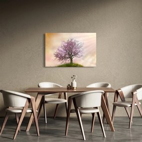 Obraz rozkvitnutého stromu na vrchole kopca (90x60 cm)