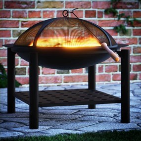 Gardebruk Ohnisko s priestorom na drevo FIRE, Ø55cm, čierna