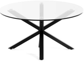 Čierny okrúhly konferenčný stolík so sklenenou doskou ø 82 cm Argo – Kave Home