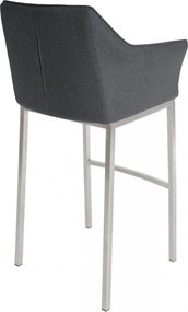 Barová stolička Damaso E - filc, nerez 4-nohý rám - Sivá