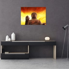 Obraz - Budha s červenožltým pozadím (70x50 cm)