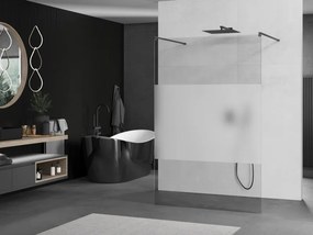 Mexen Kioto, sprchová zástena Walk-In 120 x 200 cm, 8mm číre sklo-námraza, grafitový profil, 800-120-002-95-35