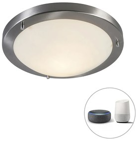 Inteligentné stropné svietidlo oceľ 31 cm vrátane WiFi A60 IP44 - Yuma