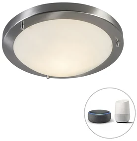 Inteligentné stropné svietidlo oceľ 31 cm vrátane WiFi A60 IP44 - Yuma