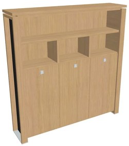 Vysoká šatníková skriňa Verno+ S 200 x 46 x 210 cm, s regálom, dub svetlý / čierna
