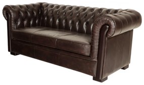 Pohovka trojmiestna Chesterfield Tiffy z pravej hovädzej kože Brown Brown