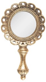 Zlaté antik zrkadlo do ruky v tvare kvetu - 10*3*17 cm
