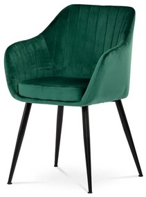 Autronic BONTEC Jedálenská stolička, čierna, zamatová látka, PIKA BK4 Farba: Zelená