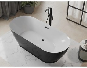 Mexen Roxy, voľne stojaca vaňa 180 x 85 cm, biela-čierna, čierny matný prepad, 51201808575-70