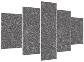 Obraz - Šedé palmové listy (150x105 cm)