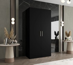 Šatníková skriňa 100 cm Borry 1 (čierna + strieborná). Akcia -21%. Vlastná spoľahlivá doprava až k Vám domov. 1125751