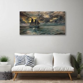 Obraz na plátne More loďka krajina 140x70 cm