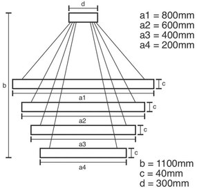 LED Stmievateľný luster na lanku LED/165W/230V 3000-6500K + diaľkové ovládanie