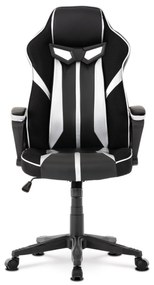 Autronic - Herné kreslo, poťah čierná, strieborná ekokoža a čierna látka MESH, HM - KA-Y341 SIL