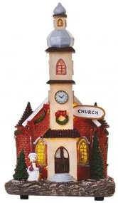 LED vianočný kostol, 17,5 cm, 3× AA, vnút., teplá biela