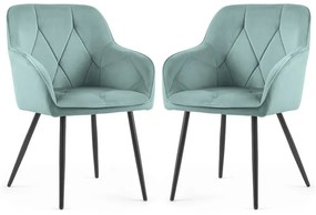 Sada dvoch jedálenských stoličiek DIAMANT zamatové, tyrkysové / čierne nohy (2 ks)