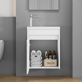 Závesná skrinka s umývadlom Houseland Lila 40 cm biela