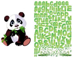 Sada nástenných samolepiek s pandou a písmenami Ambiance Bamboo