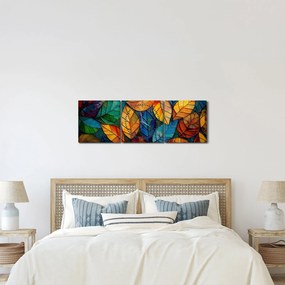 Obraz - Mozaika z listov (s hodinami) (90x30 cm)