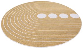Dekorstudio Obojstranný okrúhly koberec na terasu DuoRug 5739 - žltý Priemer koberca: 120cm