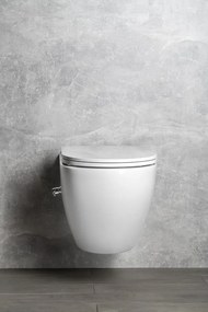 Isvea Isvea, INFINITY závesná WC misa Rimless, integrovaný ventil a bidetová spŕška 36,5x53 cm, biela, 10NFS1001I