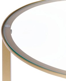 Konferenčný stolík so sklenenou doskou zlatá/tmavé drevo LIBBY Beliani