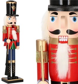 Luskáčik s puškou 60 cm – drevená vianočná figúrka v červenej uniforme Springos CA0908