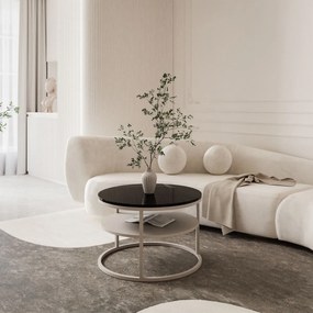 KONFERENČNÝ STOLÍK LEONARDO S POLICOU KAŠMÍR + ČIERNY LESKLÝ