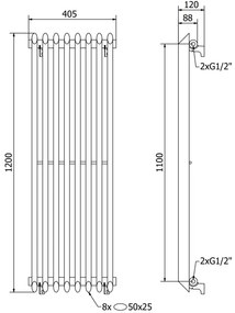 Mexen Atlanta, vykurovacie teleso 1200x405 mm, 646 W, čierna, W211-1200-405-00-70