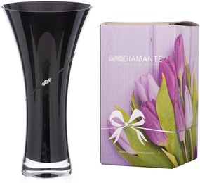 Diamante sklenená váza Silhouette City Black s kamienkami Swarovski 25cm
