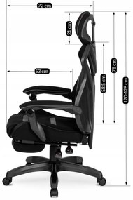 Herná stolička Maximo s podnožkou čierna