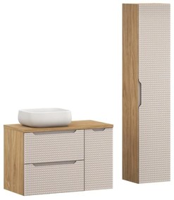 Koupelnová sestava Luxor Beige 90 cm s umyvadlem a skříňkami béžová/dub olejovaný