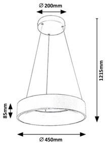 Rabalux - LED Stmievateľný luster na lanku LED/24W/230V okrúhly 3000-6000K + DO