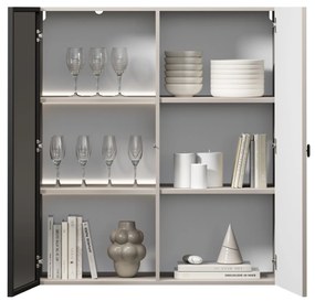 Závesná vitrína Lorini 100 cm - kašmírová / čierna úchytka T