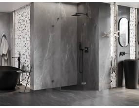 Mexen Lunar, päťuholníkový sprchový kút naklápací vpravo 80 x 80 cm, 8mm číre sklo, profil grafit brúsený, 831-080P-080L-66-00-P
