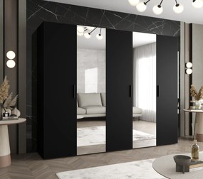 Šatníková skriňa 250 cm Borry 2 (čierna + čierna). Akcia -20%. Vlastná spoľahlivá doprava až k Vám domov. 1125838