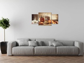 Gario Obraz s hodinami Chutné raňajky - 3 dielny Rozmery: 90 x 30 cm