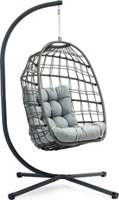 Skládací závěsné houpací křeslo Houseland Chloe šedé