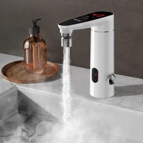 Dotykový prietokový ohrievač vody 3000W/230V IPX4 s LED displejom, biely