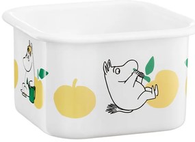 Dóza s vrchnákom Moomin Joyful Apples 1l, smalt / bielo-žltá