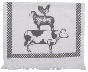 Kuchynský froté uterák s kravou, oviec a sliepkou  - 40*66 cm