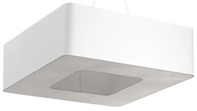 Závesné svietidlo Urano, 1x biele textilné tienidlo, (biely plast), (60 cm)