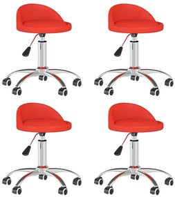 Otočné jedálenské stoličky 4 ks červené umelá koža 3086243