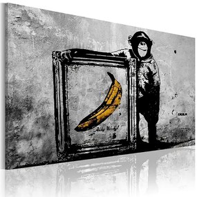 Obraz - Inspired by Banksy - black and white Veľkosť: 120x80, Verzia: Na talianskom plátne