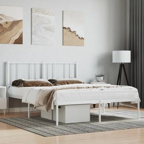Kovový rám postele s čelom biely 140x190 cm 352529