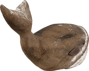 Hnedo-biela drevená dekorácia Veľryba - 39*15*21 cm