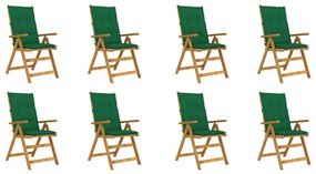 Skladacie záhradné stoličky s podložkami 8 ks akáciový masív 3075074